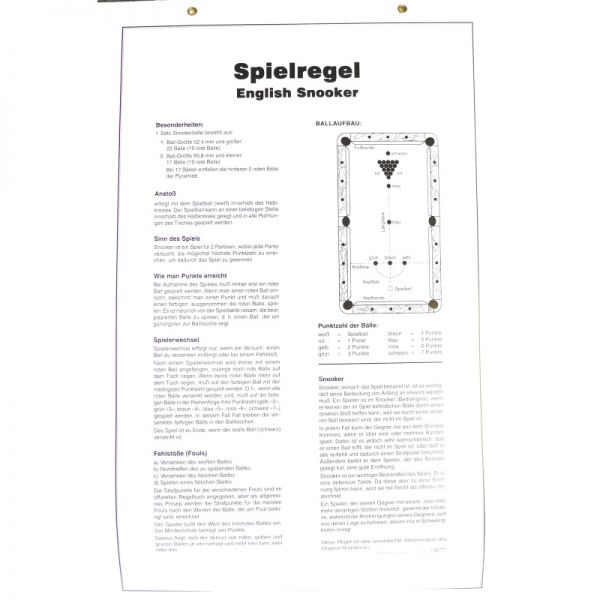 Spielregel Poster Snooker