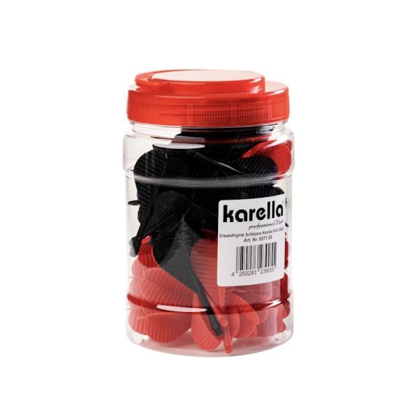 Ersatzflights Softdart Karella PVC rot/schwarz 50 Stck.