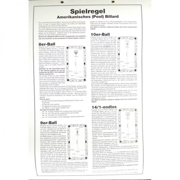 Spielregel Poster Pool